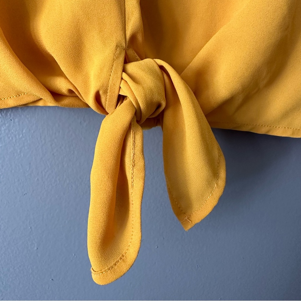 Madewell Tie Front Sheer Blouse | Yellow Gold - Picture 3 of 8
